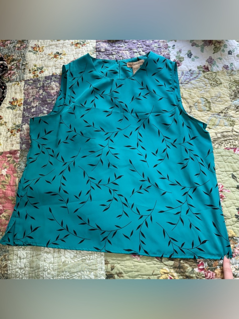 Notations Teal Leaf-Print Sleeveless Camisole